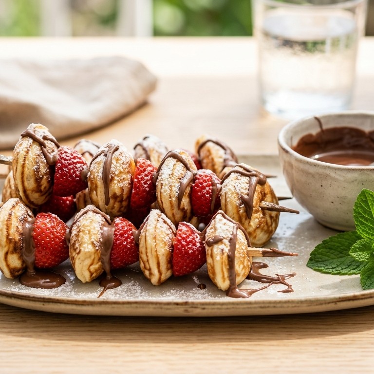Poffertjesspiesje met aardbeien