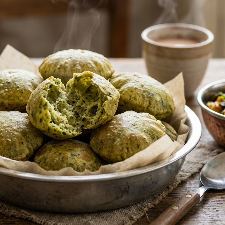 Polak Puri (spinazie gevuld gefrituurd brood)