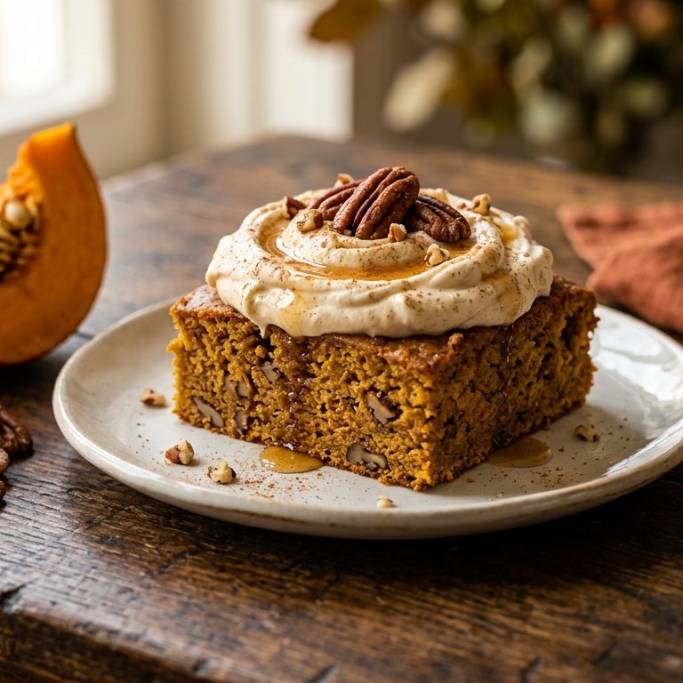 Pompoendessert met romige wisky-topping
