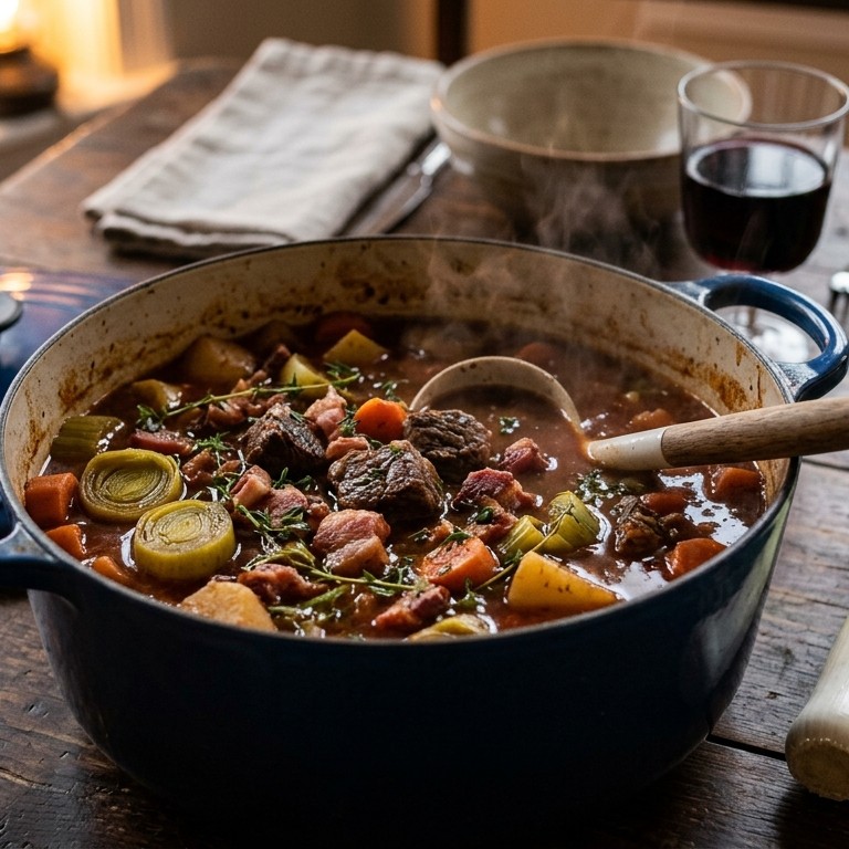 Pot au feu met prei