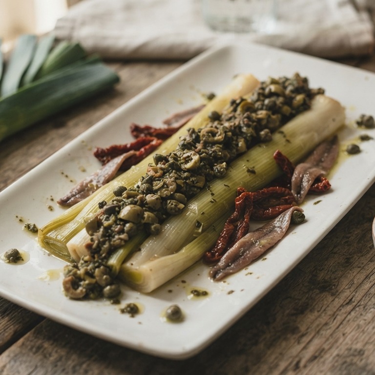 Prei met groene tapenade