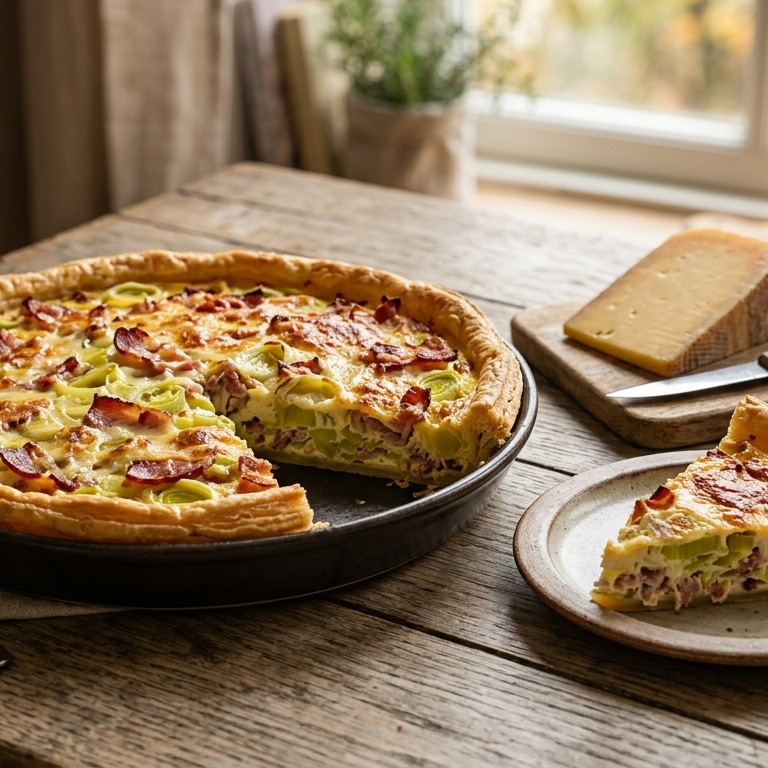 Preiquiche met baconreepjes