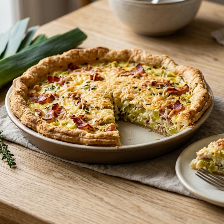 Preiquiche met spekreepjes