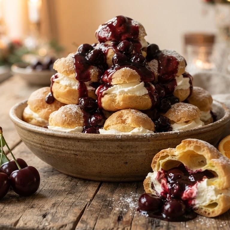 Profiterolles met kersen