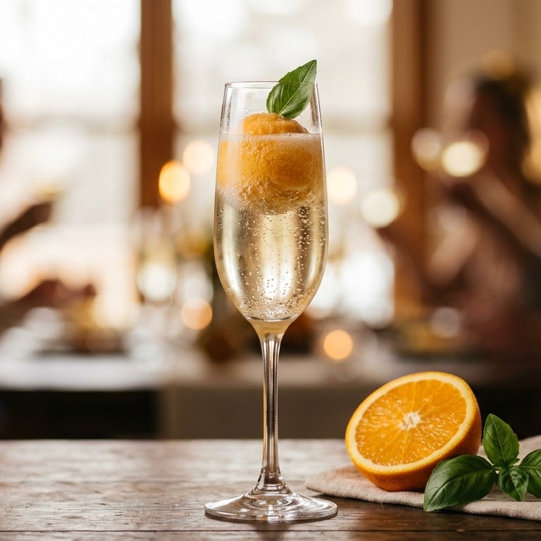 Prosecco met sinaasappelsorbetijs