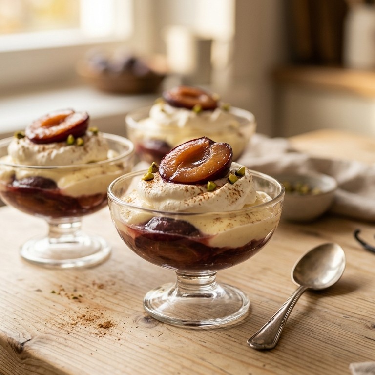 Pruimen roomdessert