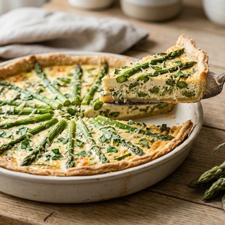 Quiche met groene asperges en lavas