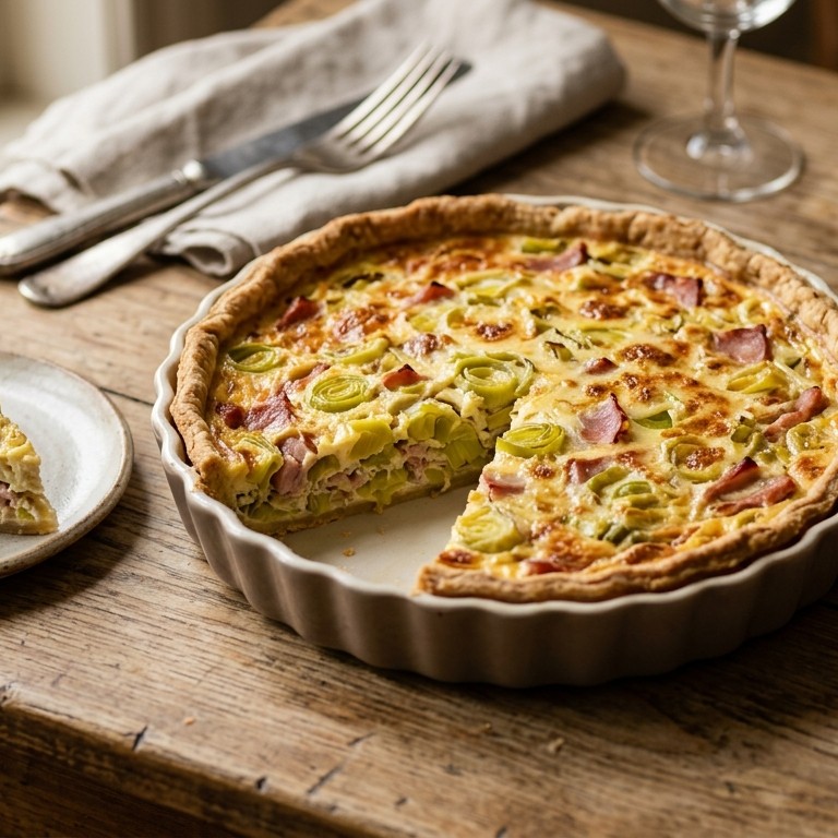 Quiche met ham en prei