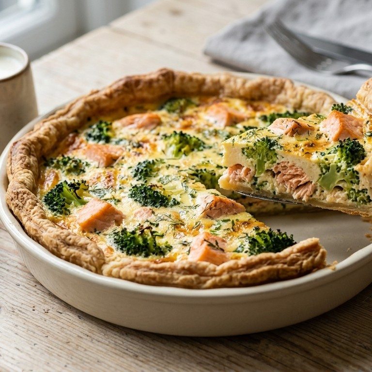 Quiche van brocolli en zalm