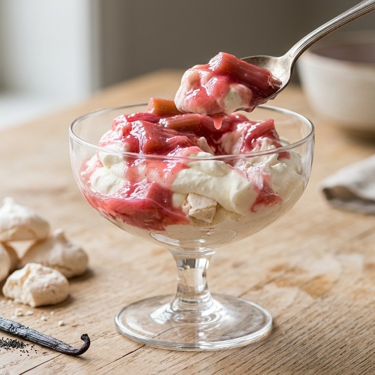 Rabarbercompote op mascarpone-schuimroom