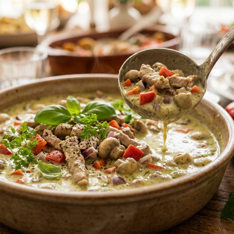 Ragout met pestoroom voor buffet