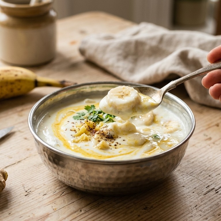 Raita met banaan (yoghurt met banaan)