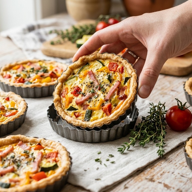Ratatouilletaartjes met hamreepjes
