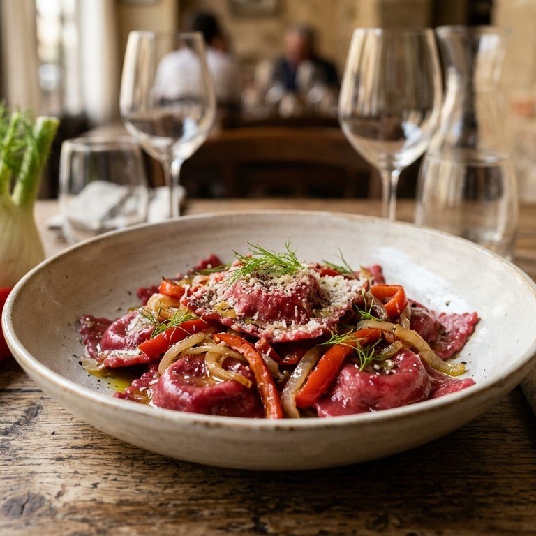 Ravioli rossi met puntpaprika en venkel