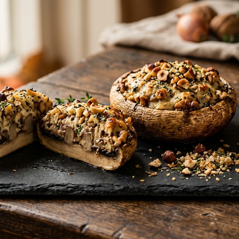 Reuzenchampignons met notenvulling