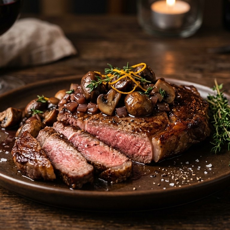 Ribeye met kastanjechampignons