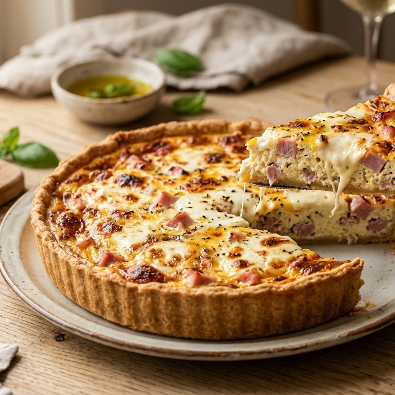 Ricottataart met ham en mozzarella