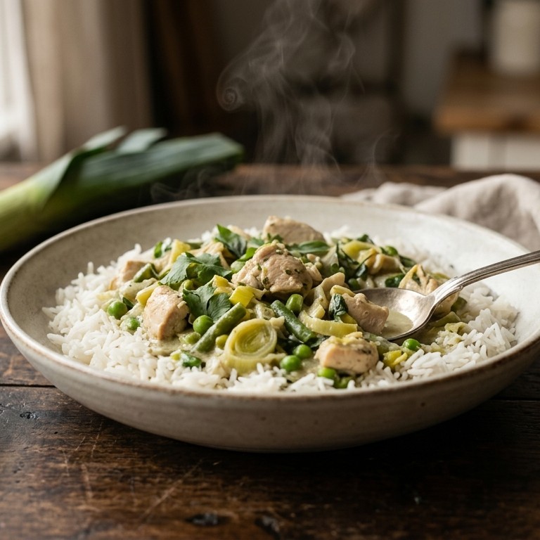 Rijst met groene curry
