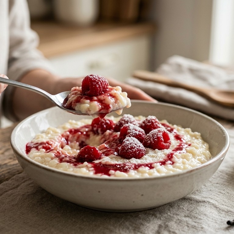 Rijstepap met frambozen