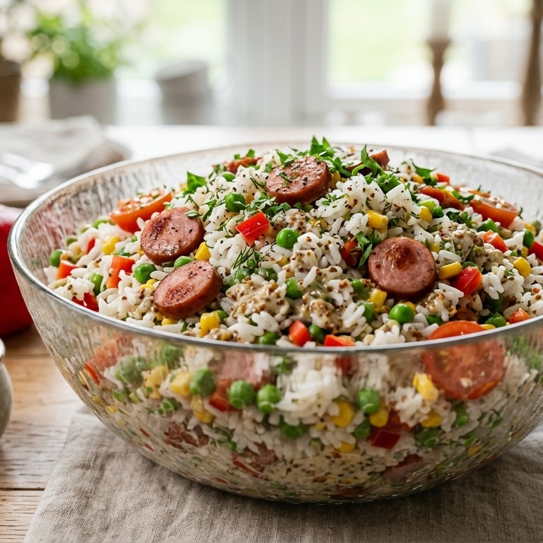 Rijstsalade met mosterdsaus