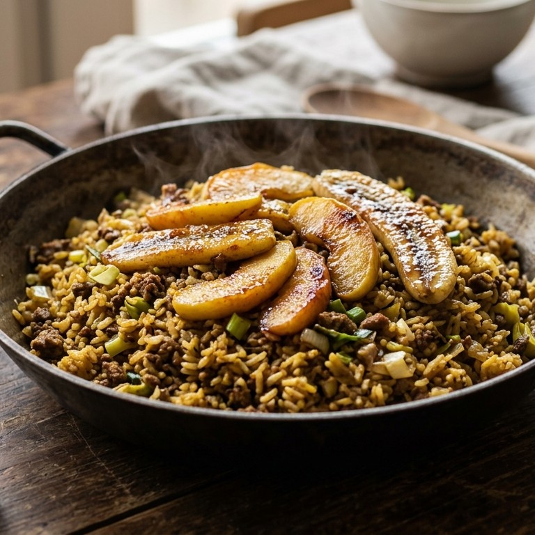 Rijstschotel met appel en banaan