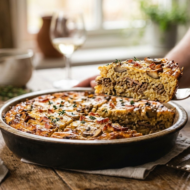 Rijsttaart met champignons