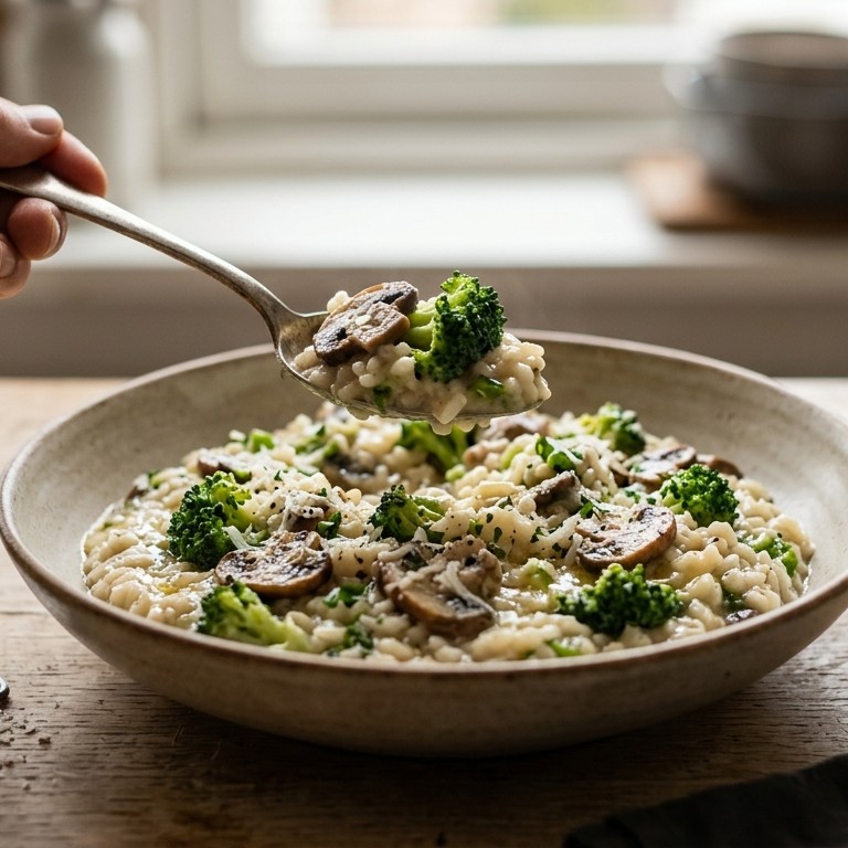 Risotto met broccoli en champignons
