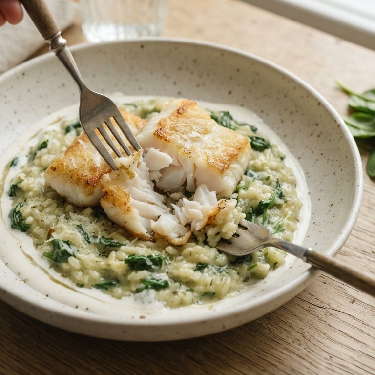 Risotto met nijlbaars en spinazie