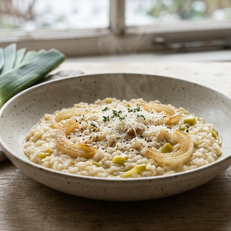 Risotto met zoete ui en prei