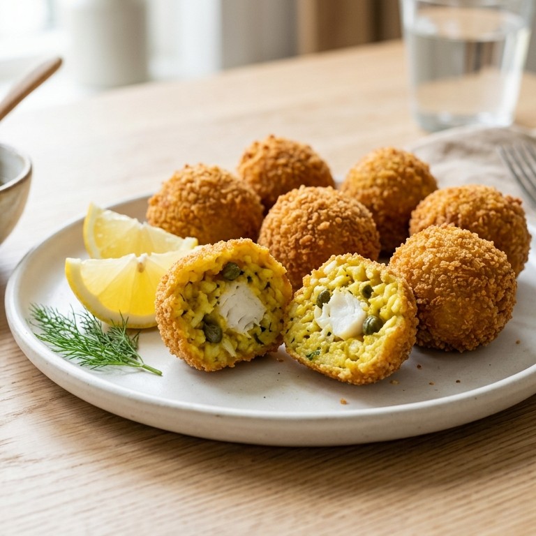 Risottoballetjes met kabeljauw