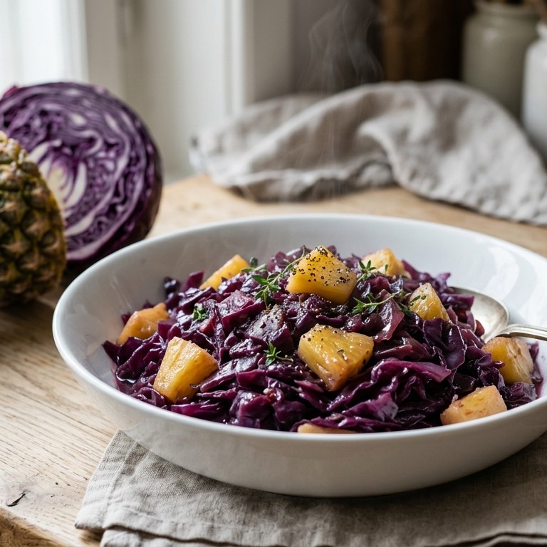 Rodekool met ananas