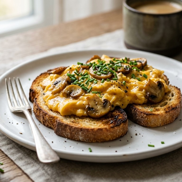 Roerei met champignons