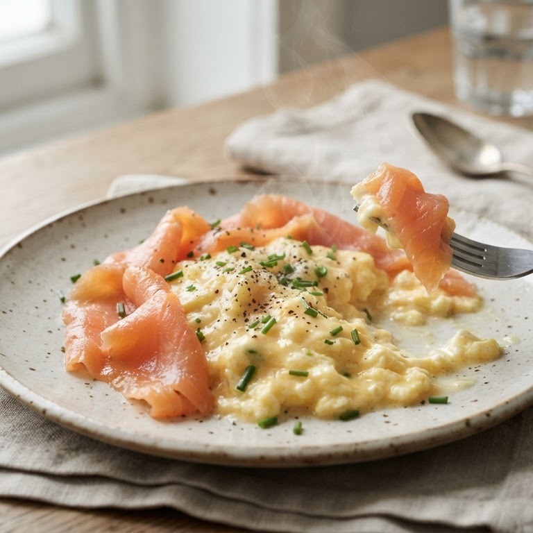 Roerei met gerookte zalm