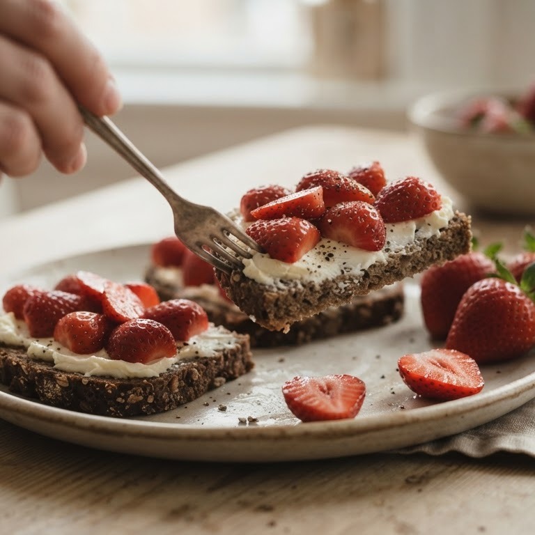 Roggebrood aardbeien