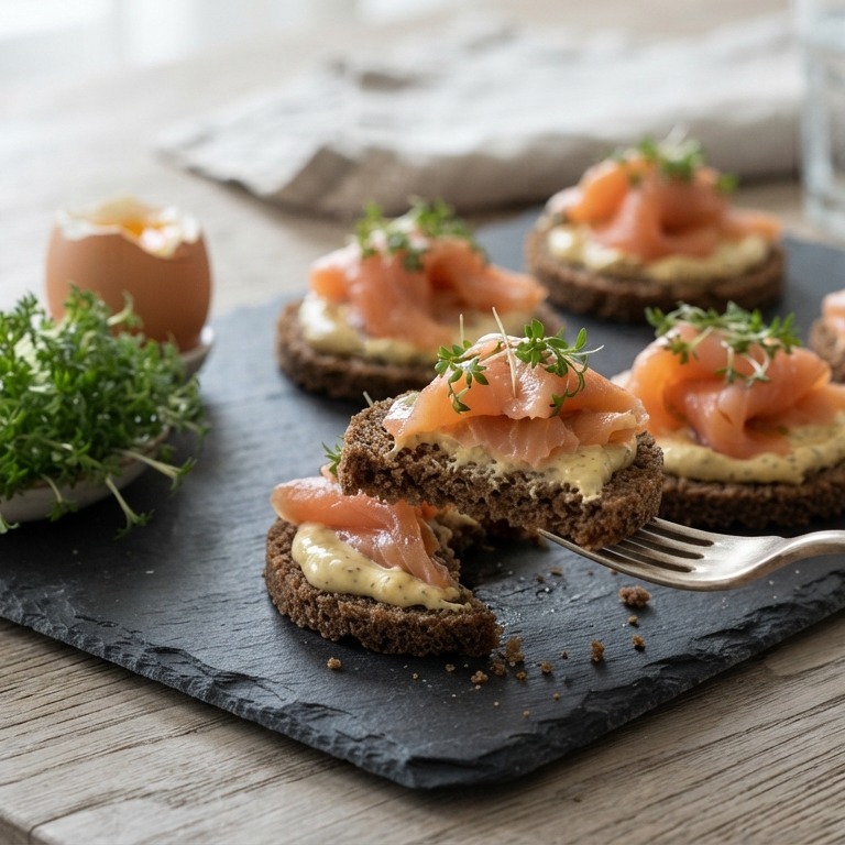 Roggebroodjes met zalmfilet