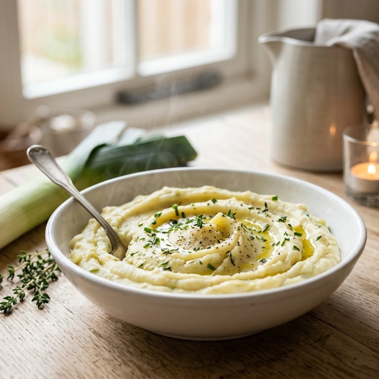 Romige aardappelpreipuree