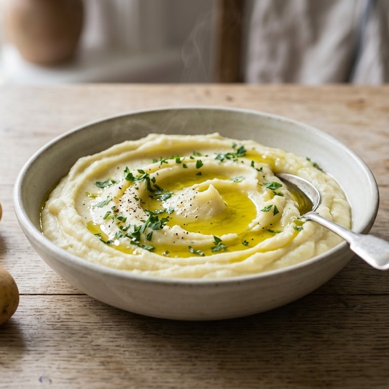 Romige aardappelpuree met olijfolie