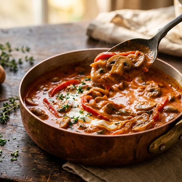 Romige champignon-goulash