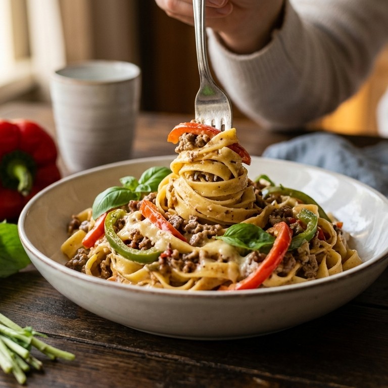 Romige pasta met paprika