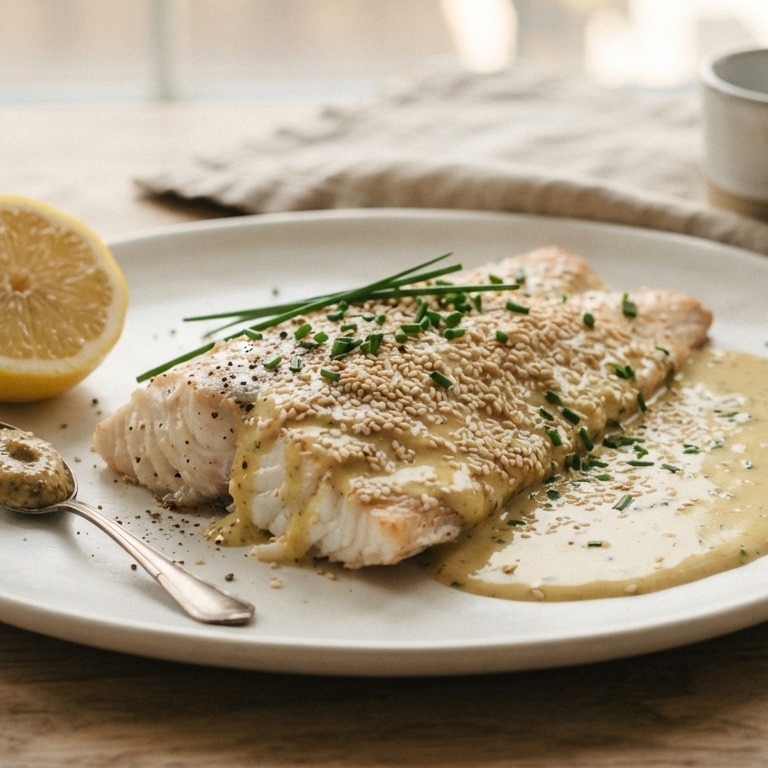 Roodbaarsfilet met mosterdsaus