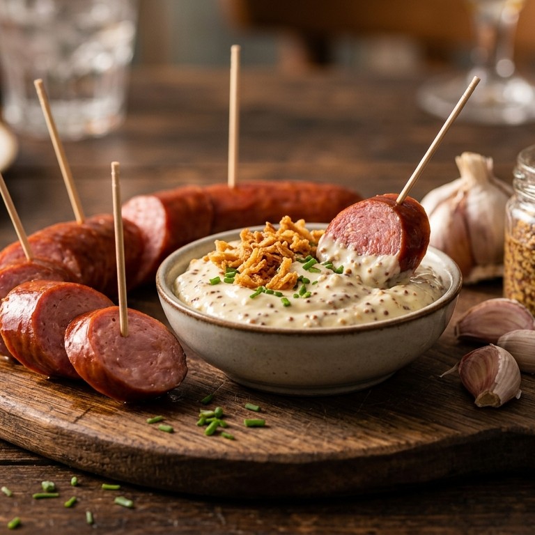 Rookworst met mosterdmayonaise