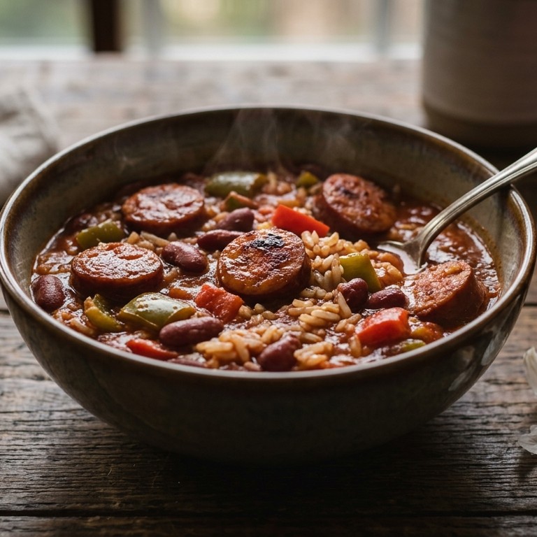 Rookworstchili uit de rijstkoker