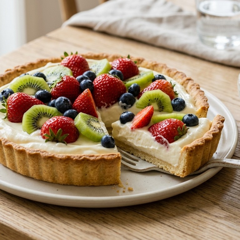 Roomyoghurt taartje met vers fruit