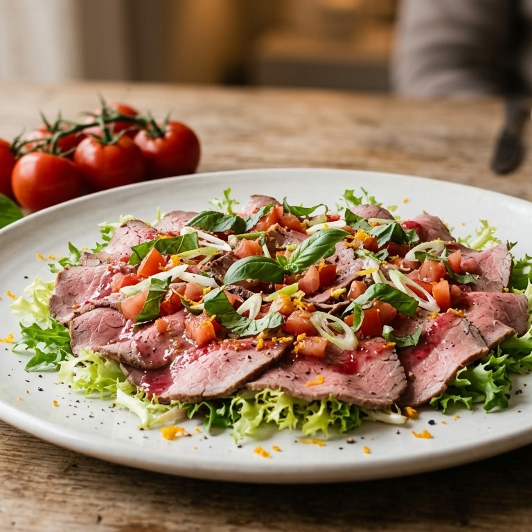 Rosbief carpaccio met basilicum