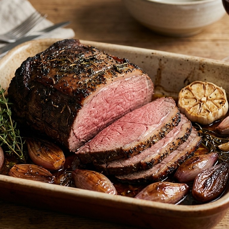 Rosbief met sjalotjes uit de oven