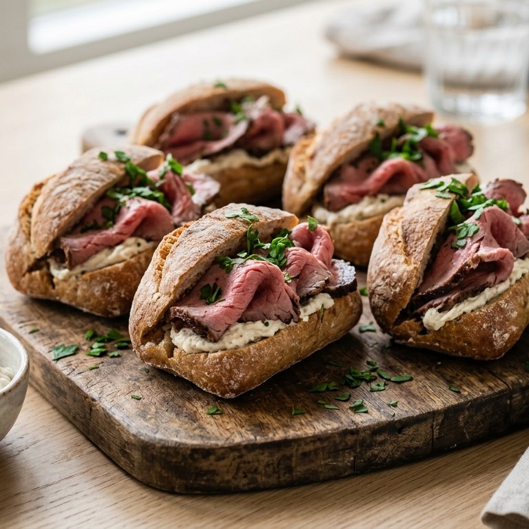 Rosbiefbolletje met mierikswortelcrème