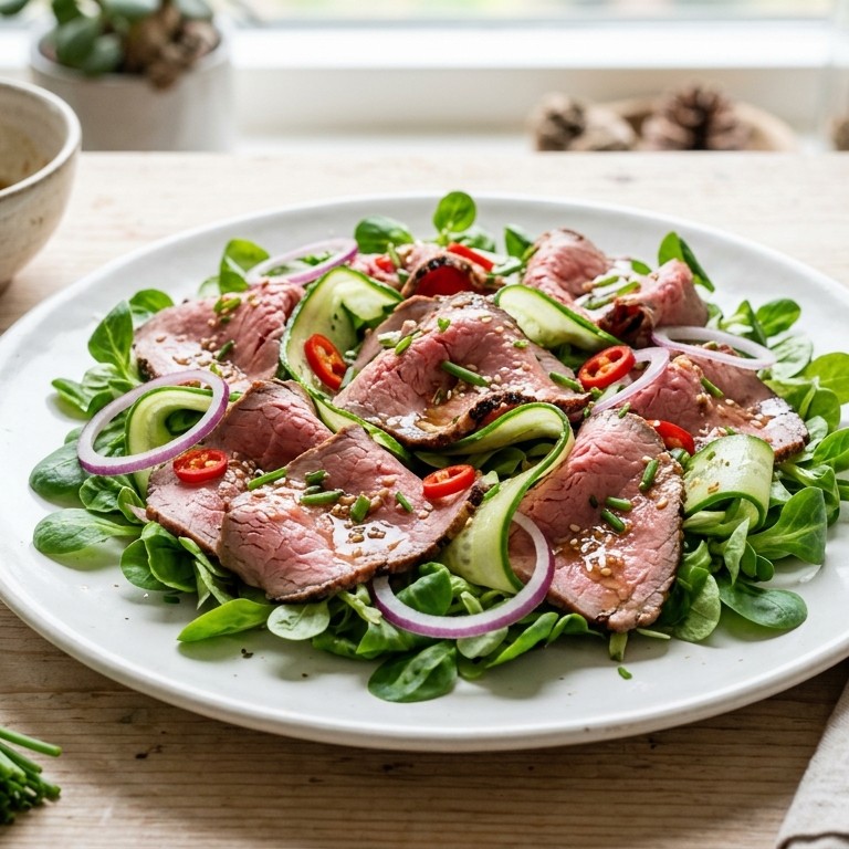 Rosbiefsalade met ui en peper