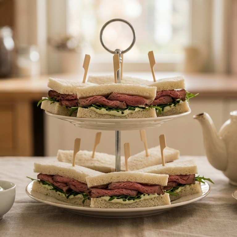 Rosbiefsandwiches voor high tea