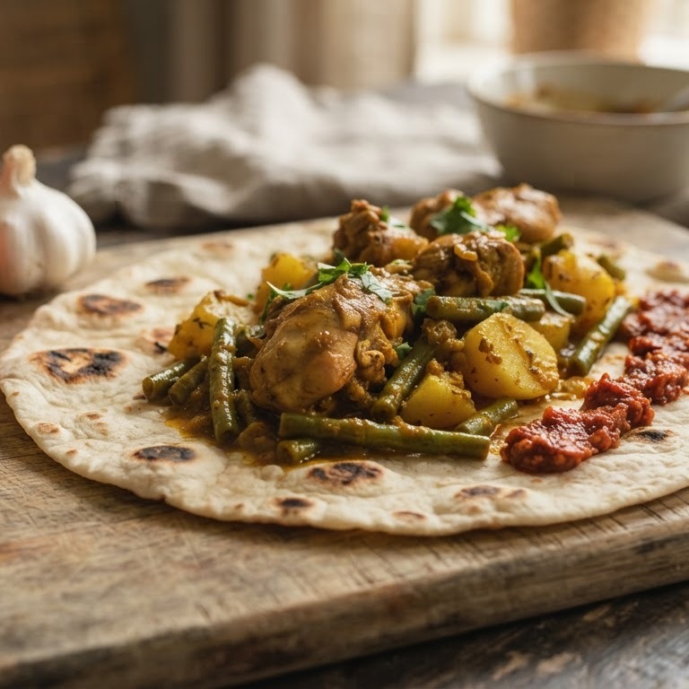 Roti met masala kip