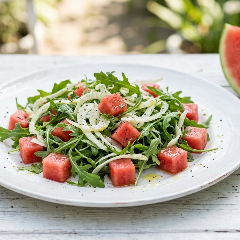 Rucola met watermeloen